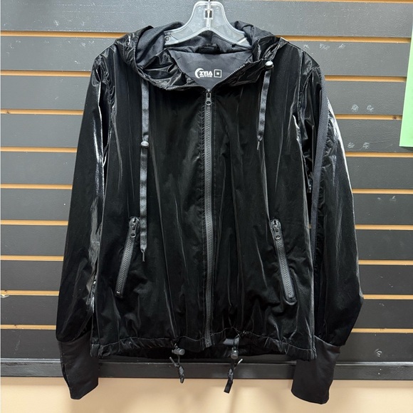 Zyia Black Gloss Bomber Jacket size M - Picture 1 of 2